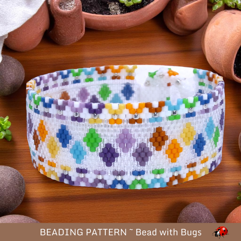 SPRING PARADE: A Peyote Stitch Beaded Bracelet Pattern by Bead with Bugs