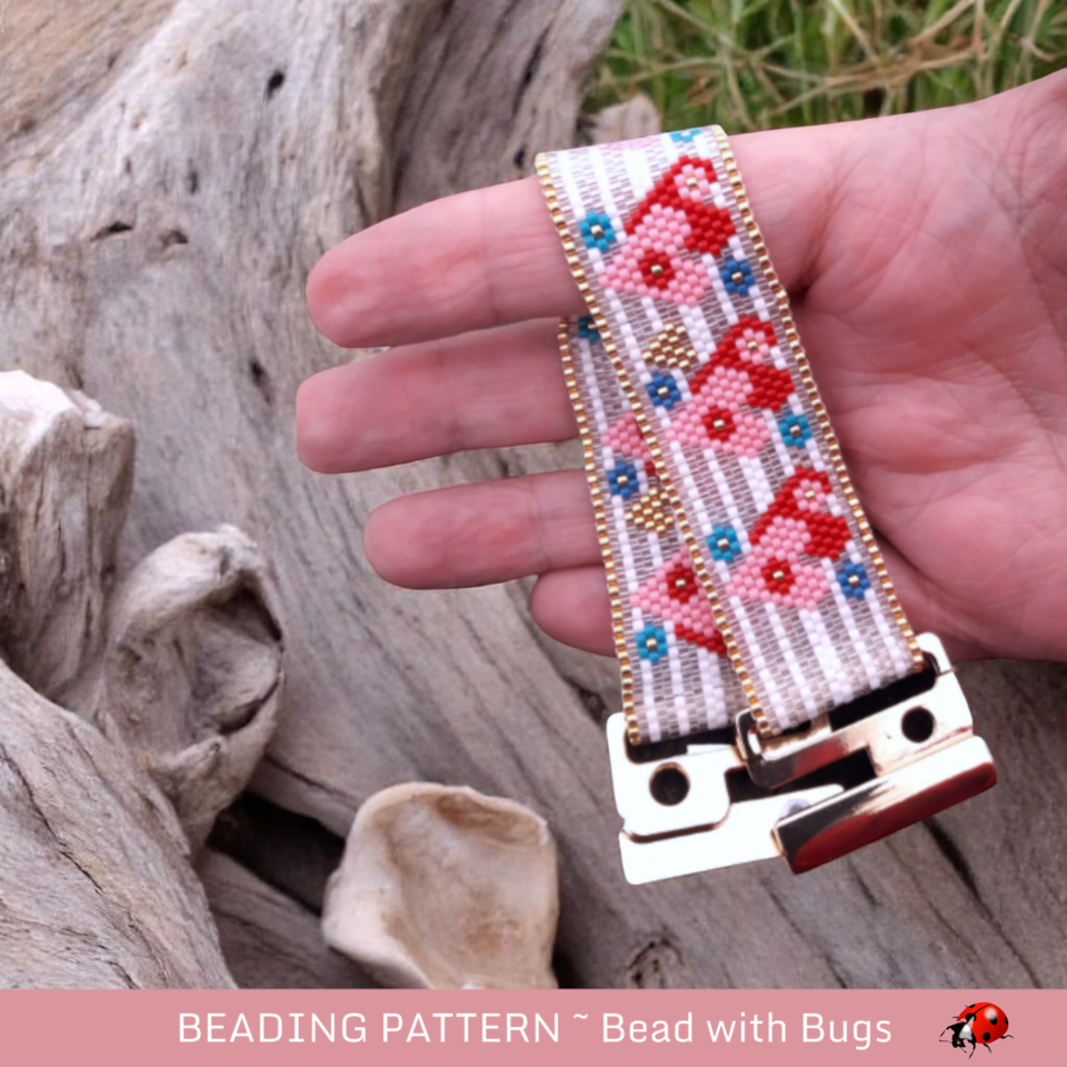 SWEETHEART:  A Peyote Stitch Beaded Bracelet Pattern by Bead with Bugs