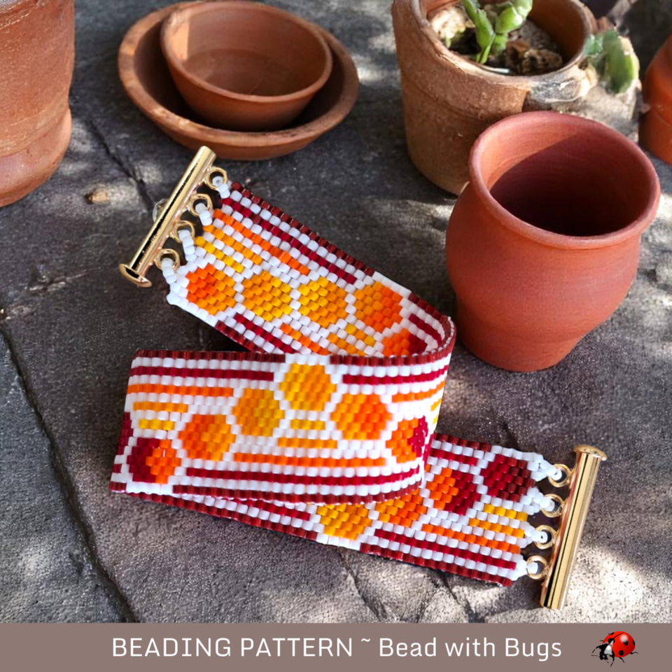 THROUGH THE FIRE: A Peyote Stitch Beaded Bracelet Pattern by Bead with Bugs