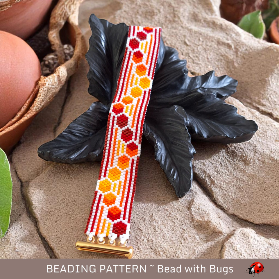 THROUGH THE FIRE: A Peyote Stitch Beaded Bracelet Pattern by Bead with Bugs