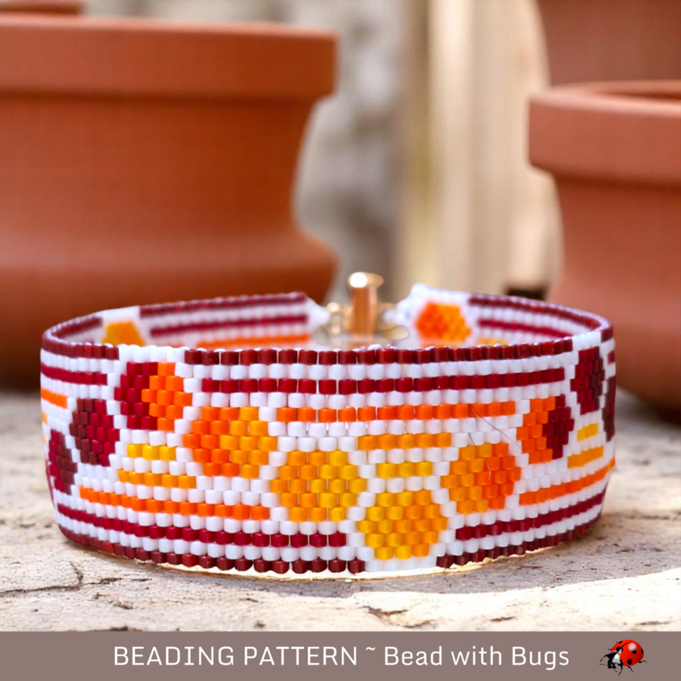 THROUGH THE FIRE: A Peyote Stitch Beaded Bracelet Pattern by Bead with Bugs