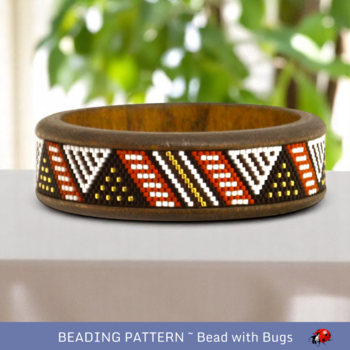 Peyote Stitch Beaded Bangle Band, African Mud Cloth, use with wood or metal bangle, PDF instant download, by Bead with Bugs