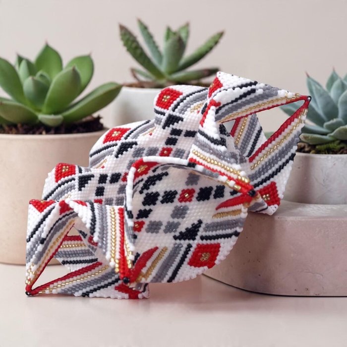 Amelia Winged Bangle Pattern - Peyote & Herringbone Stitch Bracelet Design