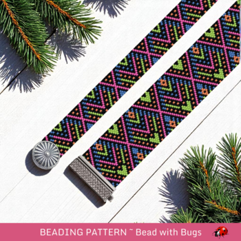 BANDANA: A Peyote Stitch Beaded Bracelet Pattern by Bead with Bugs