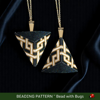 BLACK CELTIC KNOT: 3D Beaded Peyote Pendant Pattern by Bead with Bugs