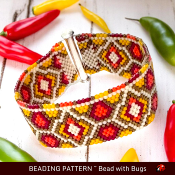 BLAZING HEAT: A Peyote Stitch Beaded Bracelet Pattern by Bead with Bugs