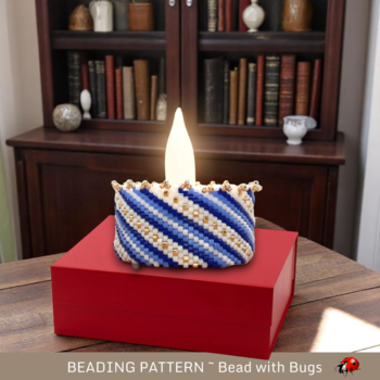 CALMING BLUES: Peyote Stitch Beaded Tea Light Cover Pattern by Bead with Bugs