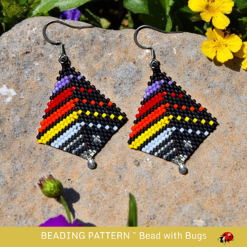 BRIGHT KITE: Peyote Stitch Kite Earring Pattern by Bead with Bugs