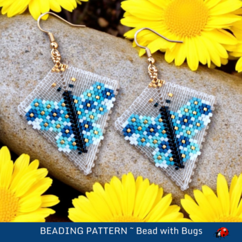 BUTTERFLY BLUE: Peyote Stitch Earring Pattern by Bead with Bugs