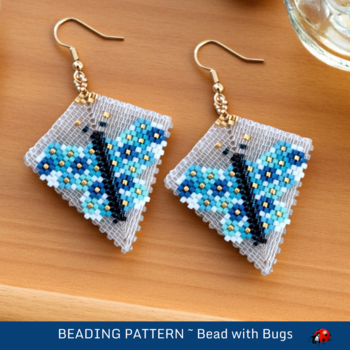 BUTTERFLY BLUE: Peyote Stitch Earring Pattern by Bead with Bugs