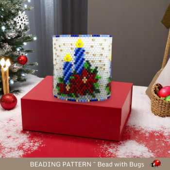 CHRISTMAS CANDLES: Peyote Stitch Beaded Tea Light Cover Pattern by Bead with Bugs