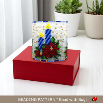 CHRISTMAS CANDLES: Peyote Stitch Beaded Tea Light Cover Pattern by Bead with Bugs