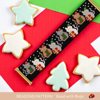 CHRISTMAS CATS: A Peyote Stitch Beaded Bracelet Pattern by Bead with Bugs