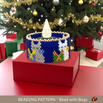 CHRISTMAS CATS: Peyote Stitch Beaded Tea Light Cover Pattern by Bead with Bugs