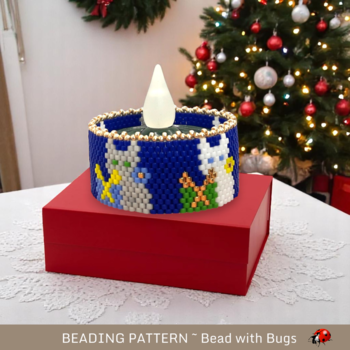 CHRISTMAS CATS: Peyote Stitch Beaded Tea Light Cover Pattern by Bead with Bugs