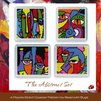 ABSTRACT ART:  Beaded Coaster Pattern Set