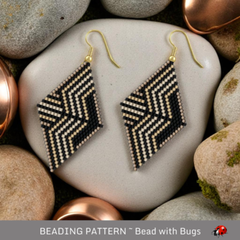 CROSSBOW:  Brick Stitch Beaded Earrings Pattern by Bead with Bugs