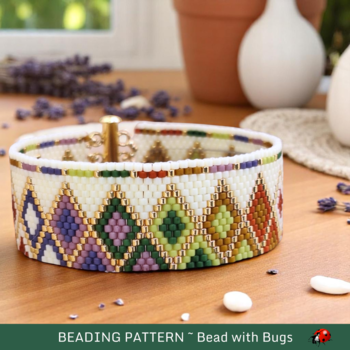 CROWNING GLORY: A Peyote Stitch Beaded Bracelet Pattern by Bead with Bugs