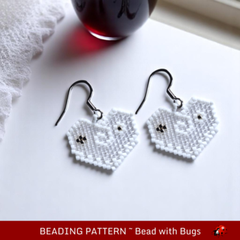 CRYSTAL HEART:  Brick Stitch Beaded Earrings Pattern by Bead with Bugs