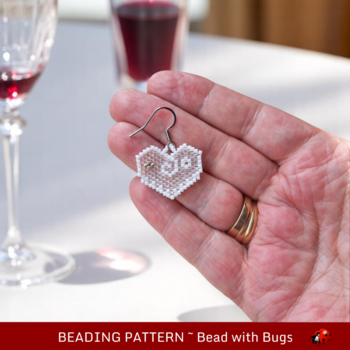 CRYSTAL HEART:  Brick Stitch Beaded Earrings Pattern by Bead with Bugs