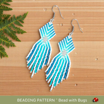 DEEP WATER:  Brick Stitch Beaded Earrings Pattern by Bead with Bugs