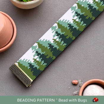 DEEP WOODS: A Peyote Stitch Beaded Bracelet Pattern by Bead with Bugs