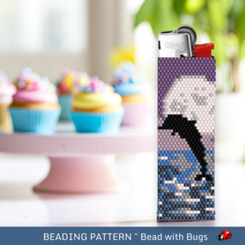 DOLPHINS:  Peyote Stitch Beaded Lighter Cover by Bead with Bugs