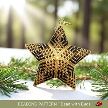 DRAMATIC BLACK: 3D Beaded Peyote Star Pattern by Bead with Bugs