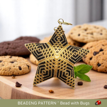 DRAMATIC BLACK: 3D Beaded Peyote Star Pattern by Bead with Bugs