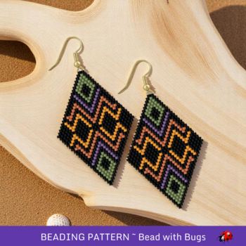 EARTHBOUND:  Brick Stitch Beaded Earrings Pattern by Bead with Bugs
