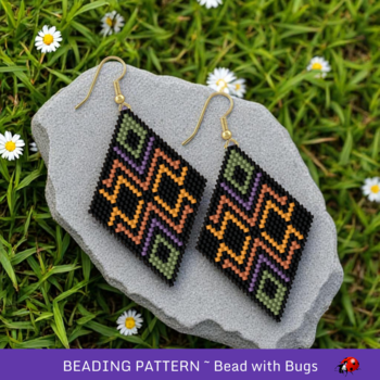 EARTHBOUND:  Brick Stitch Beaded Earrings Pattern by Bead with Bugs