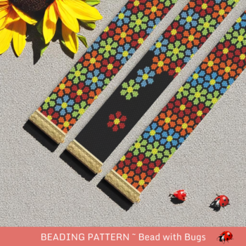 FIELD OF FLOWERS: A Peyote Stitch Beaded Bracelet Pattern by Bead with Bugs