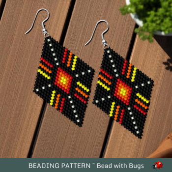FIRE LIGHT:  Brick Stitch Beaded Earrings Pattern by Bead with Bugs