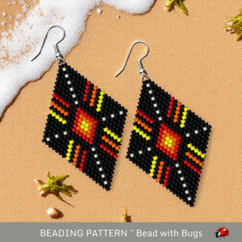 FIRE LIGHT:  Brick Stitch Beaded Earrings Pattern by Bead with Bugs