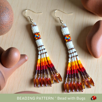 FIRE AND ICE: Peyote Stitch Fringed Tube Earring Pattern by Bead with Bugs