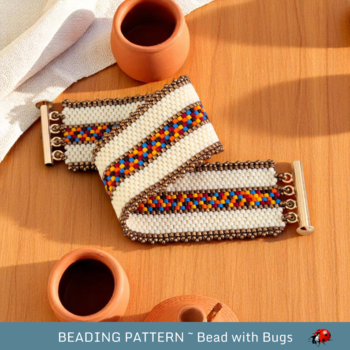 FIRE AND ICE 1  A Peyote Stitch Beaded Bracelet Pattern by Bead with Bugs
