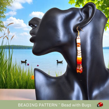 FIRE AND ICE: Peyote Stitch Fringed Tube Earring Pattern by Bead with Bugs