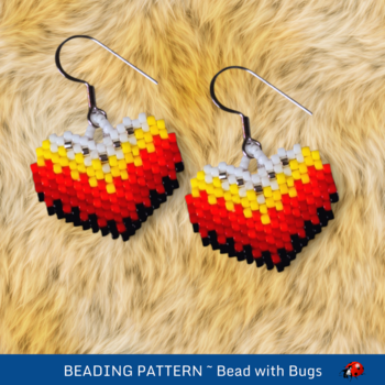 FLAMING HEART:  Brick Stitch Beaded Earrings Pattern by Bead with Bugs