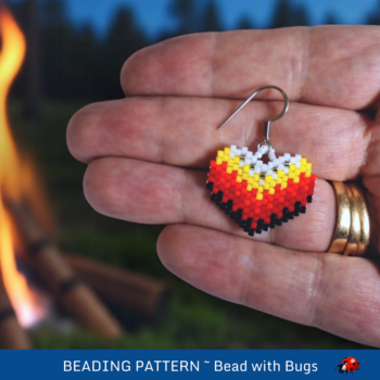 FLAMING HEART:  Brick Stitch Beaded Earrings Pattern by Bead with Bugs
