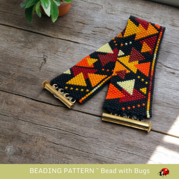 FLAMING PAINT CHIPS: A Peyote Stitch Beaded Bracelet Pattern by Bead with Bugs
