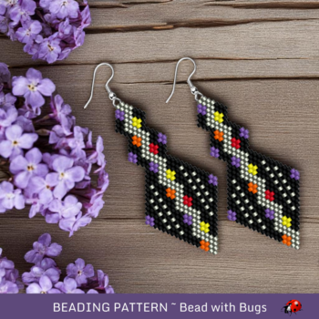 Brick Stitch Beaded Earrings Pattern by Bead with Bugs, Flash, Shaped Earrings, PDF