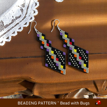 Brick Stitch Beaded Earrings Pattern by Bead with Bugs, Flash, Shaped Earrings, PDF