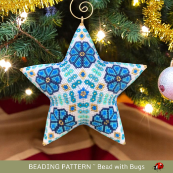 FORGET-ME-NOT: 3D Beaded Peyote Star Pattern by Bead with Bugs