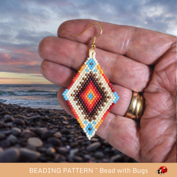 FOUR DIRECTIONS:  Brick Stitch Beaded Earrings Pattern by Bead with Bugs