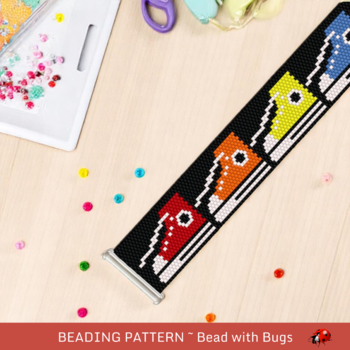 FUN LITTLE SNEAKERS: A Peyote Stitch Beaded Bracelet Pattern by Bead with Bugs