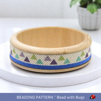 Peyote Stitch Beaded Bangle Band Pattern by Bead with Bugs, Geometric is a minimalist design for a beaded band to add to a bangle blank.
