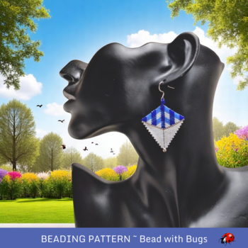 BLUE GINGHAM: Peyote Stitch Earring Pattern by Bead with Bugs