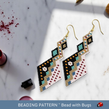 GOLDEN MILE:  Brick Stitch Beaded Earrings Pattern by Bead with Bugs
