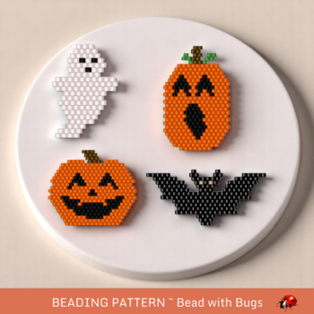 HALLOWEEN SET:  Brick Stitch Beaded Earrings Pattern by Bead with Bugs