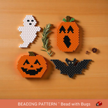 HALLOWEEN SET:  Brick Stitch Beaded Earrings Pattern by Bead with Bugs